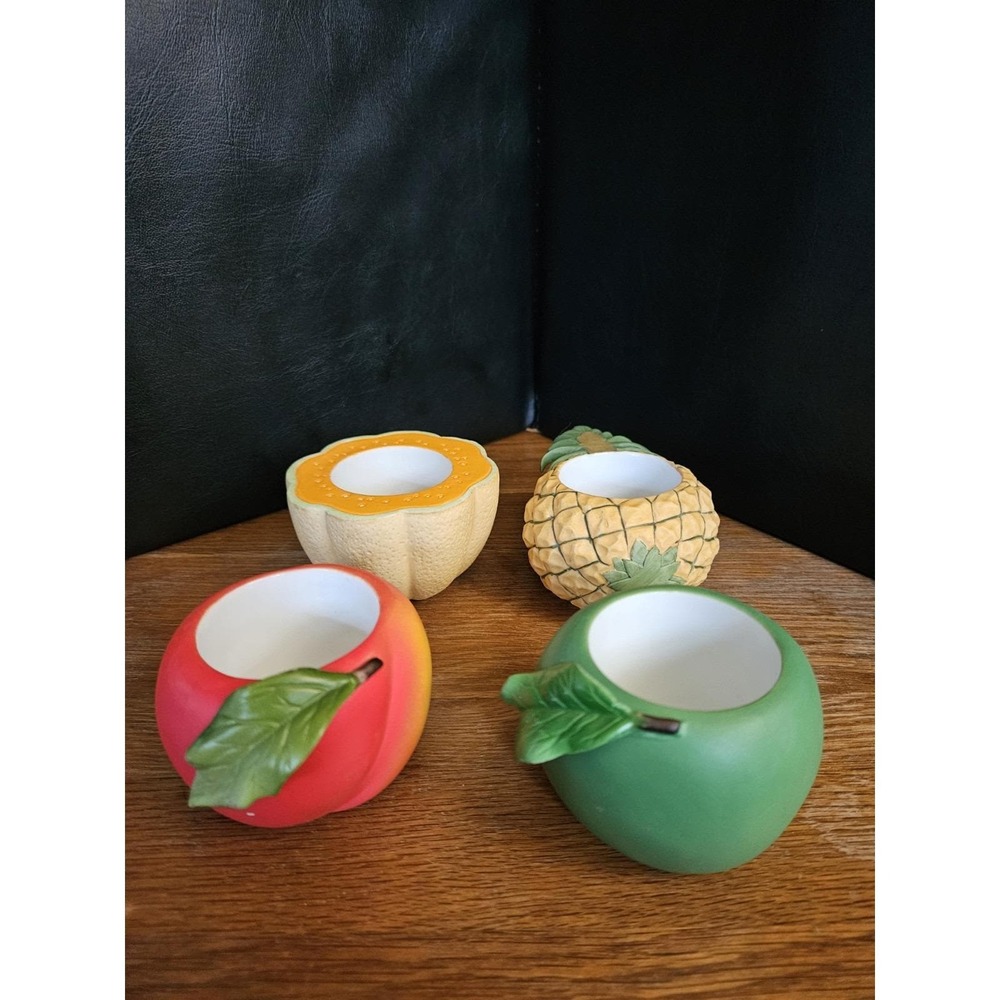 Vintage PartyLite Fruit Splash P7149 Set 4 Votive Tealight Candle Holders 90s